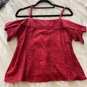 Anthropologie red off the shoulder top